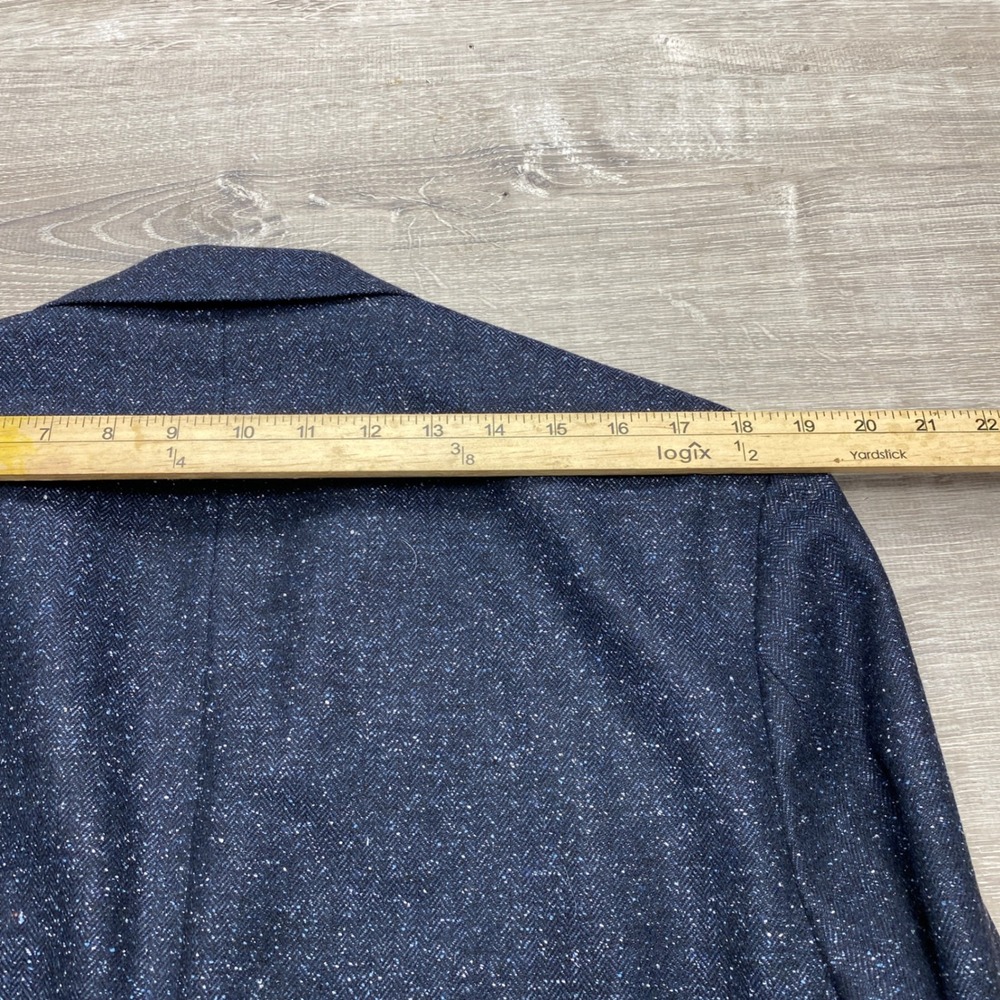 Banana Republic Mens 42R Slim Fit Spacedye Wool Silk Blazer Navy Birdseye - Picture 12 of 15